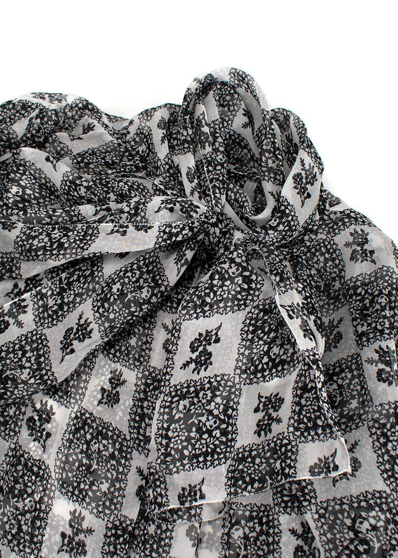 Dolce & Gabbana White and Black Sheer Silk Blouse