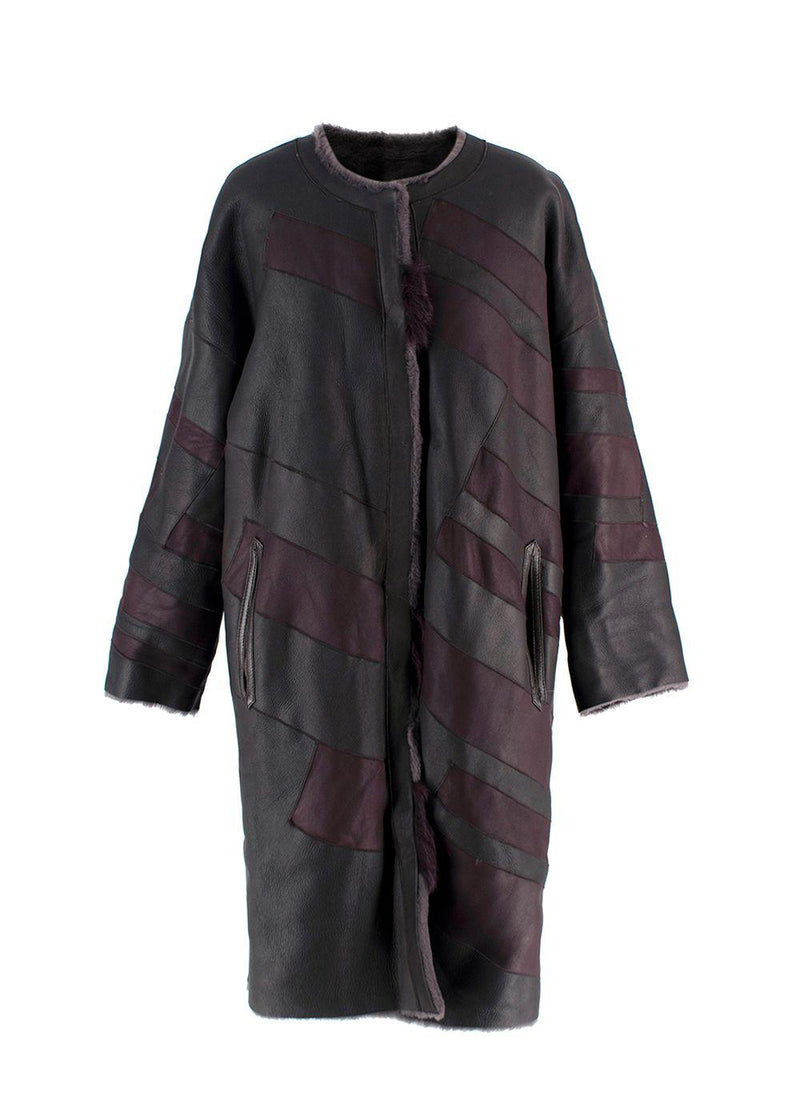 Liska Purple Reversible Lambskin / Fur Coat