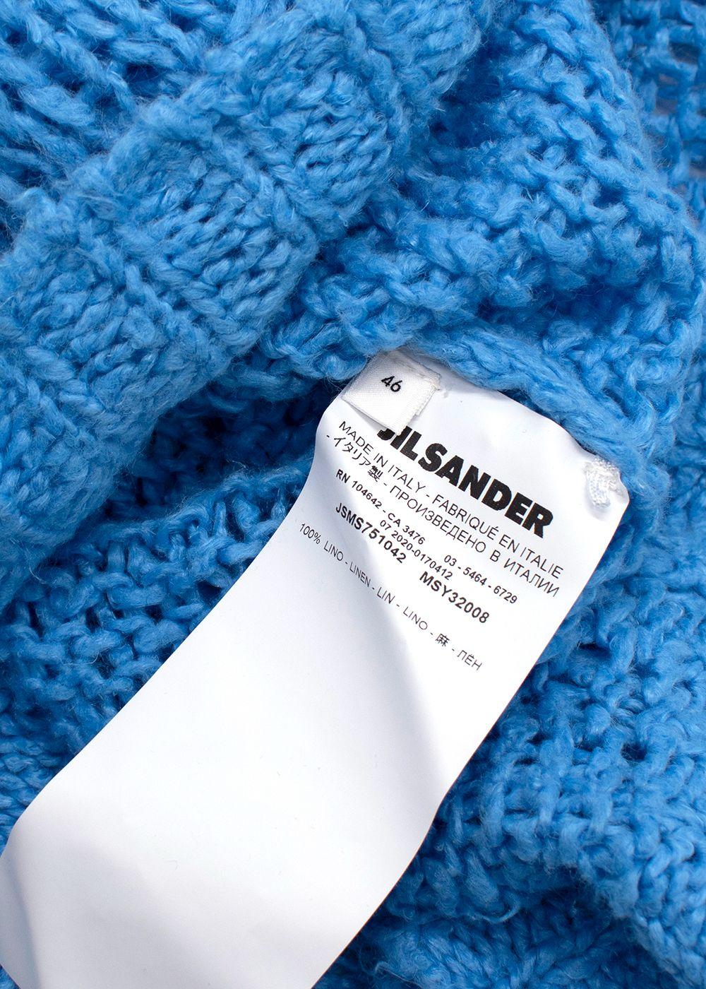 Jil Sander Blue Knitted Linen Jumper