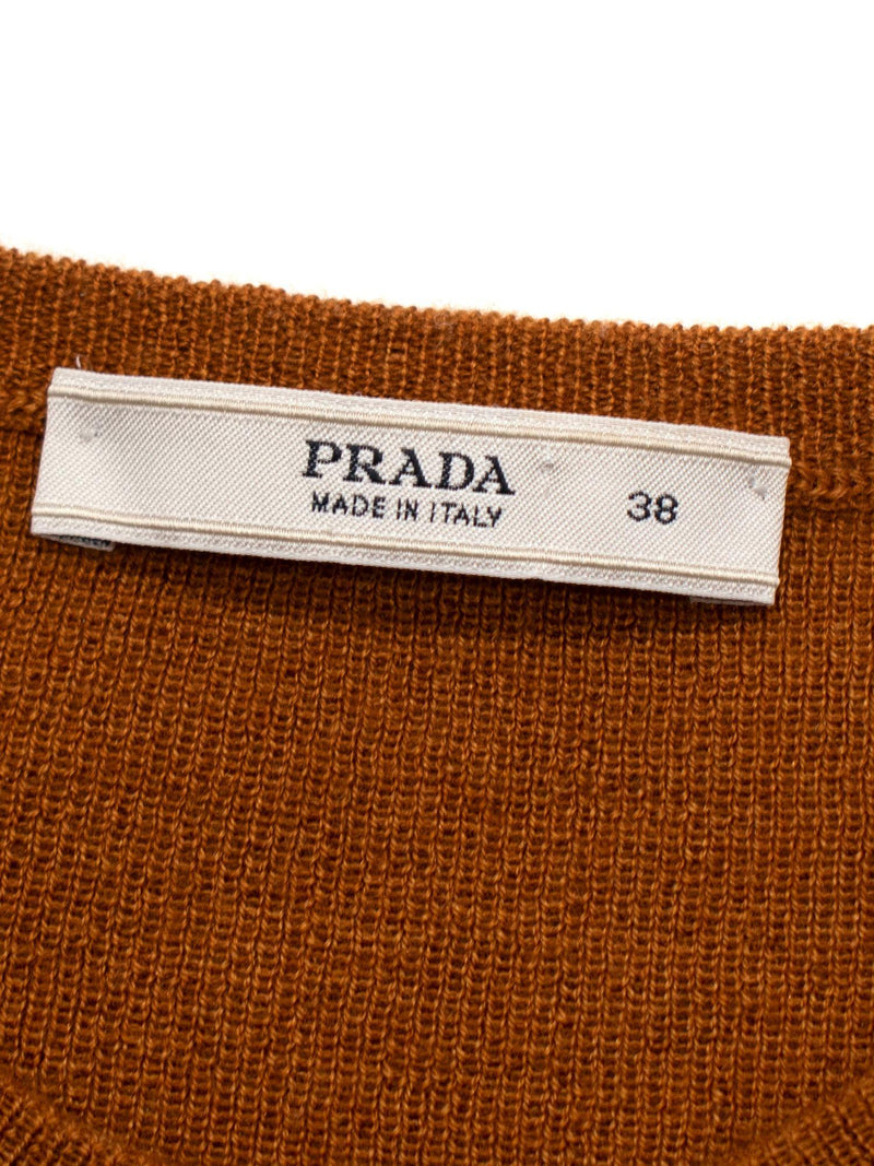 Prada Rust Silk And Cashmere Blend Top And Cardigan Set