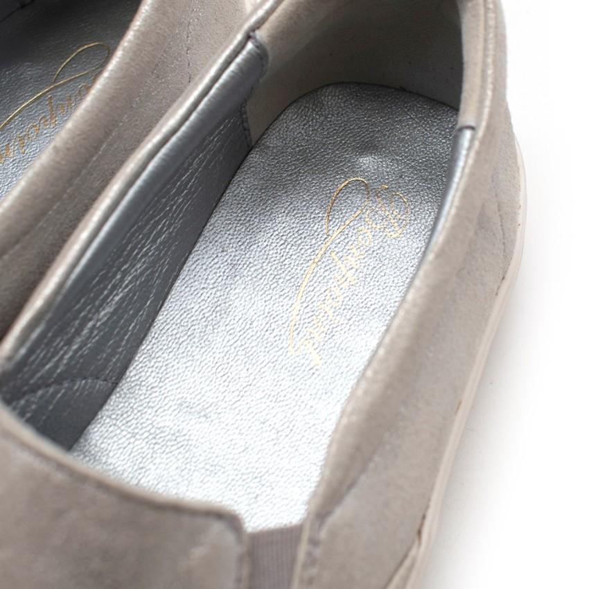 Bonpoint Slip-on Silver Brushed Cherry Applique Trainers