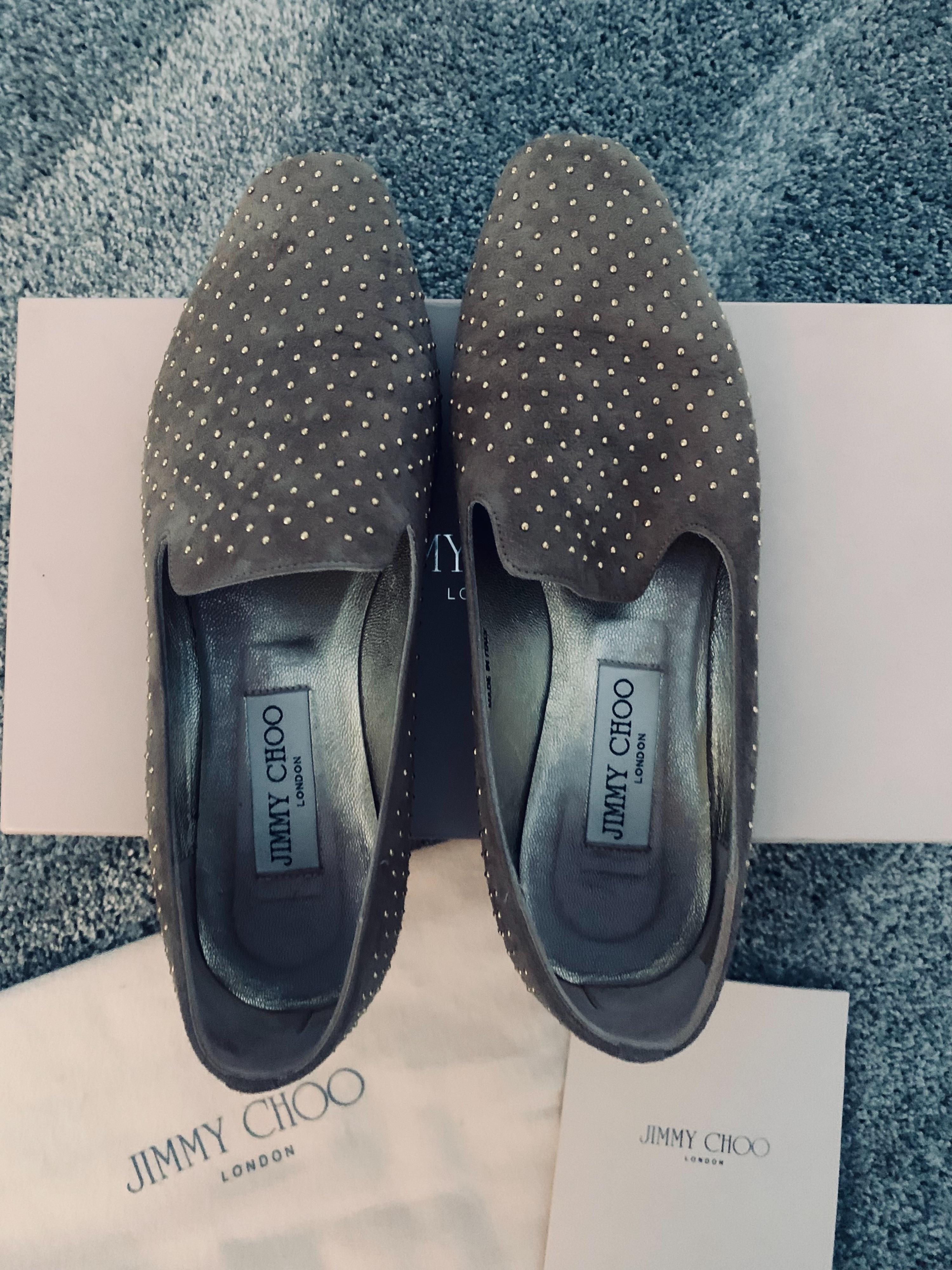 Taupe Studded Suede Loafers