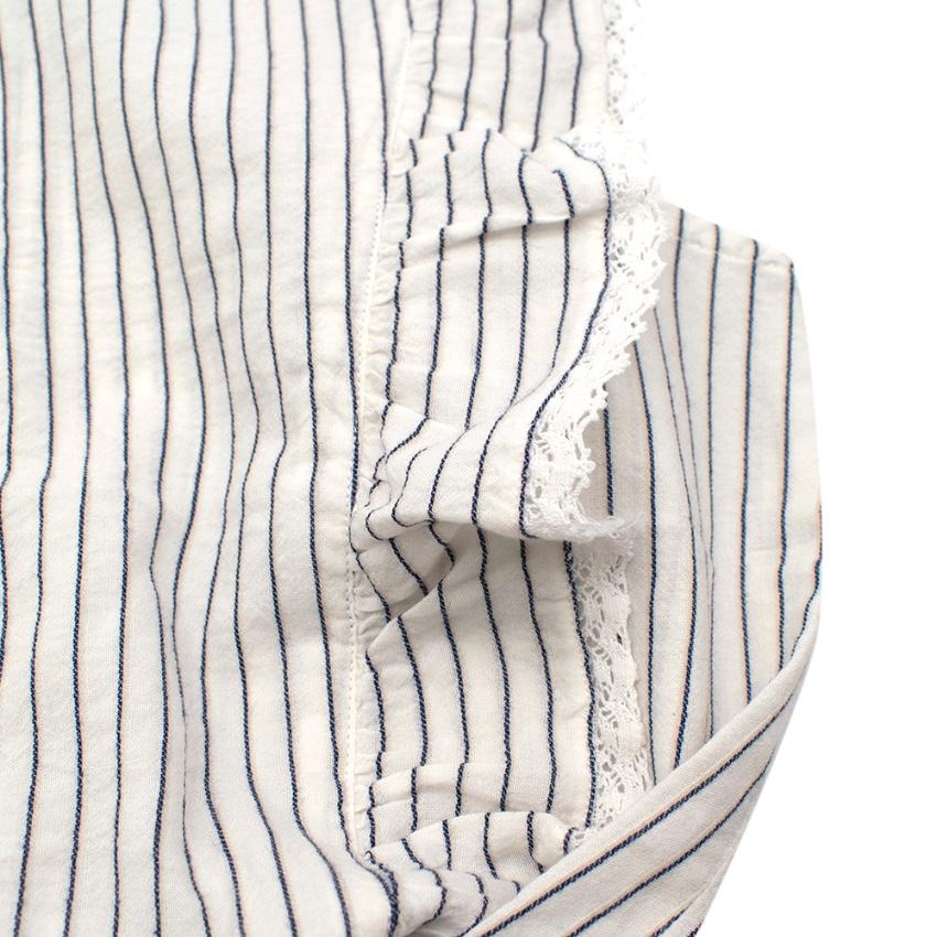 Bonpoint Blue Striped Ruffled Top