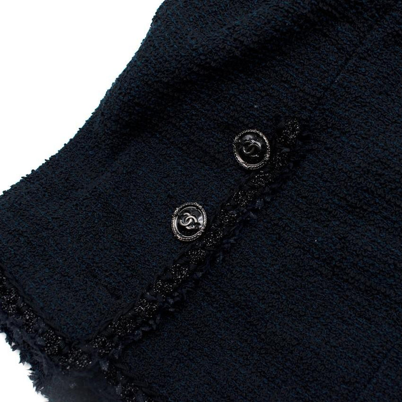 Chanel Black & Blue Boucle Tweed Pencil Skirt