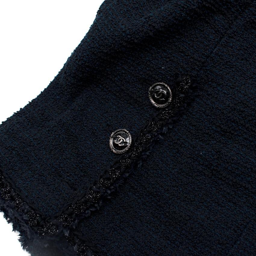 Chanel Black & Blue Boucle Tweed Pencil Skirt