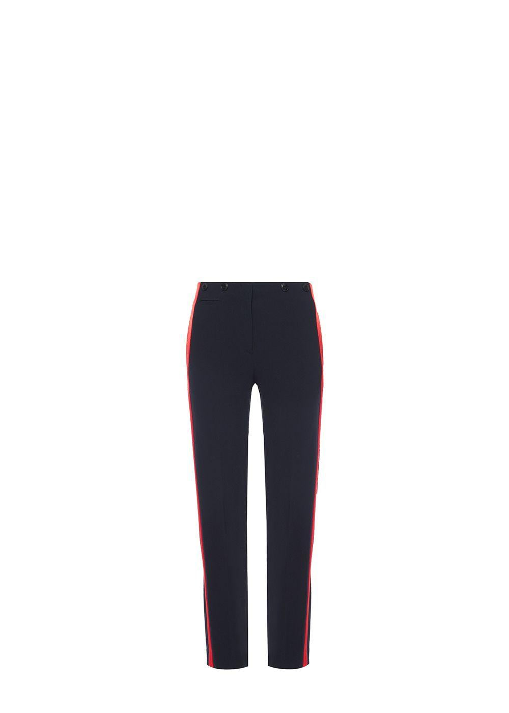 Navy Tailored Trousers with Red Side Stripe