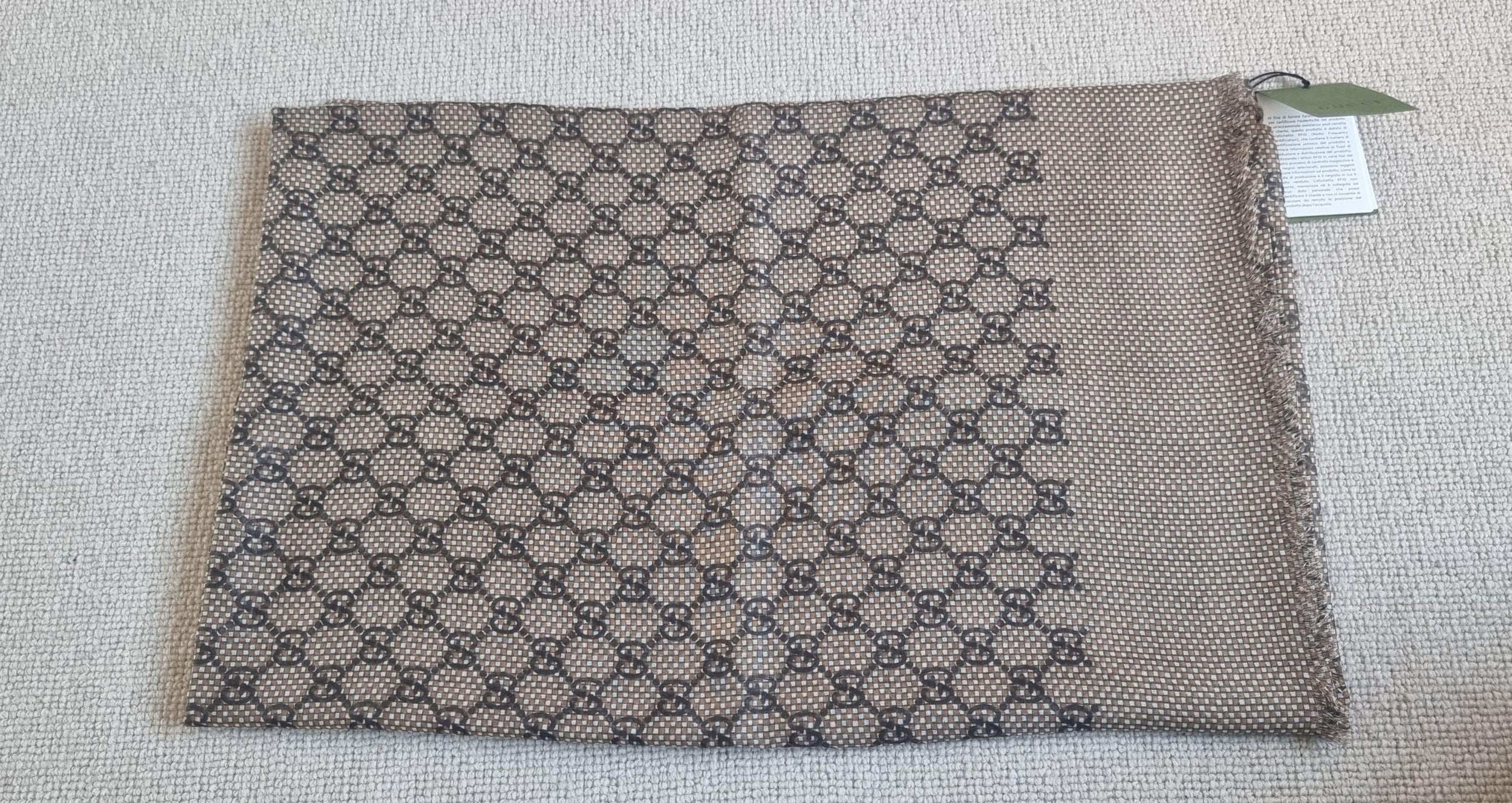 Gucci Brown GG Silk/Wool Scarf/Stole