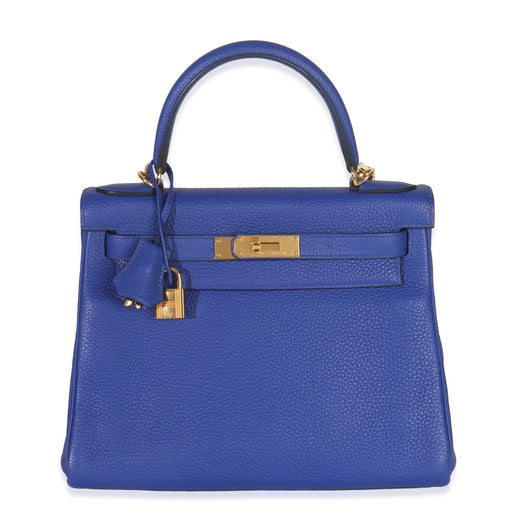 Hermès Bleu Electrique Togo Retourne  GHW Kelly 28