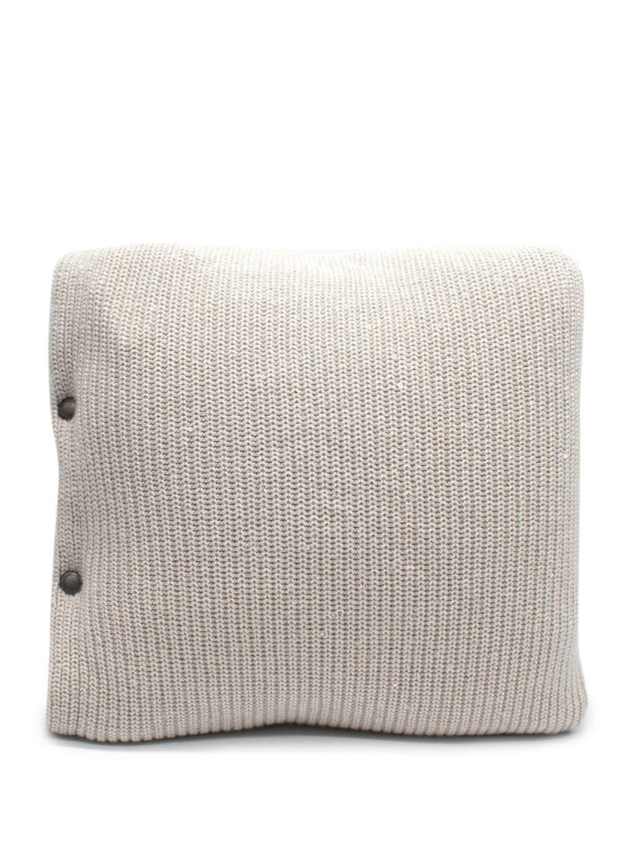 Brunello Cuccinelli Stone Cashmere-Blend Knitted Cushion, 40x40cm