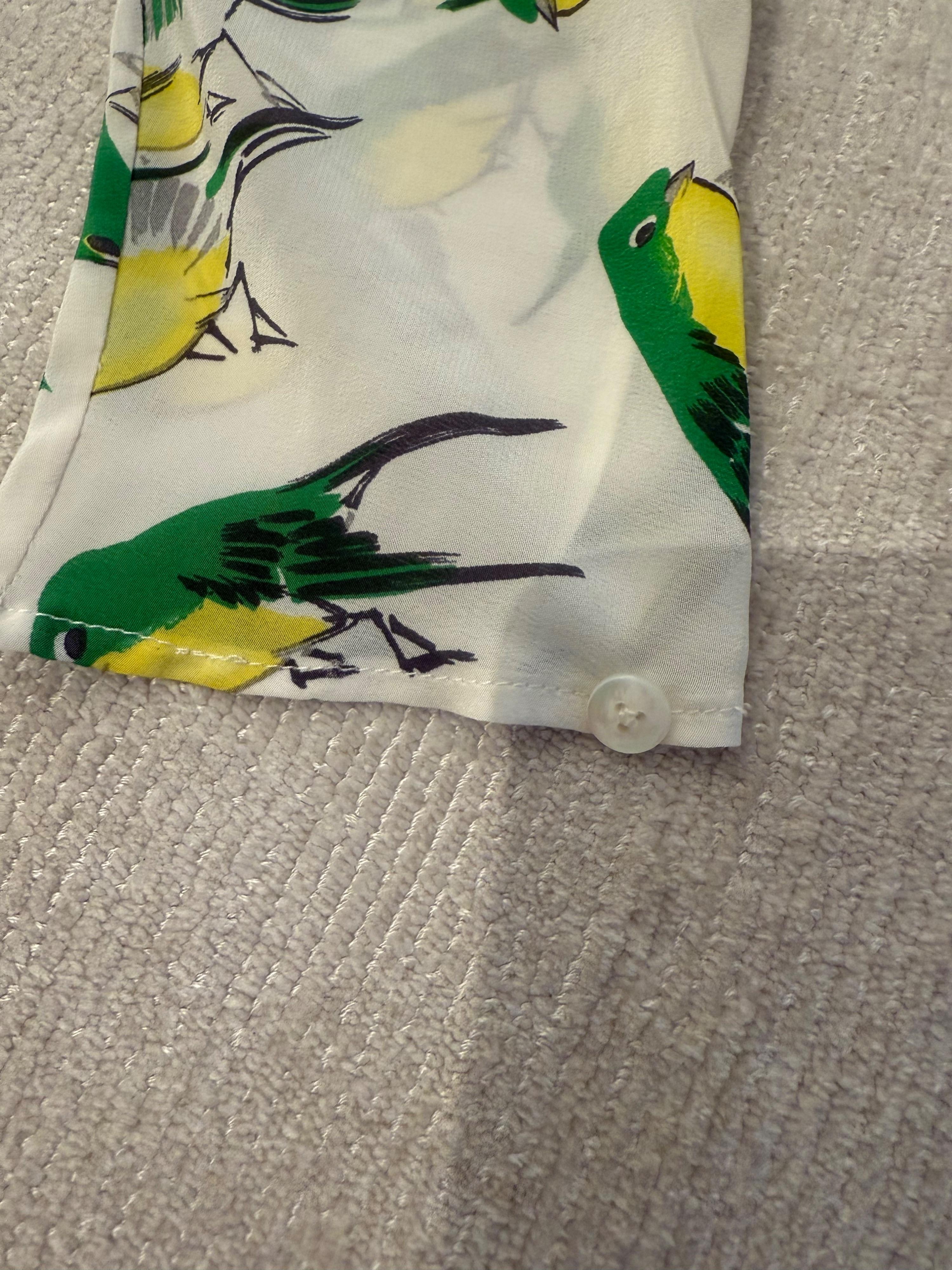 Long Sleeved Belted bird Print Dress