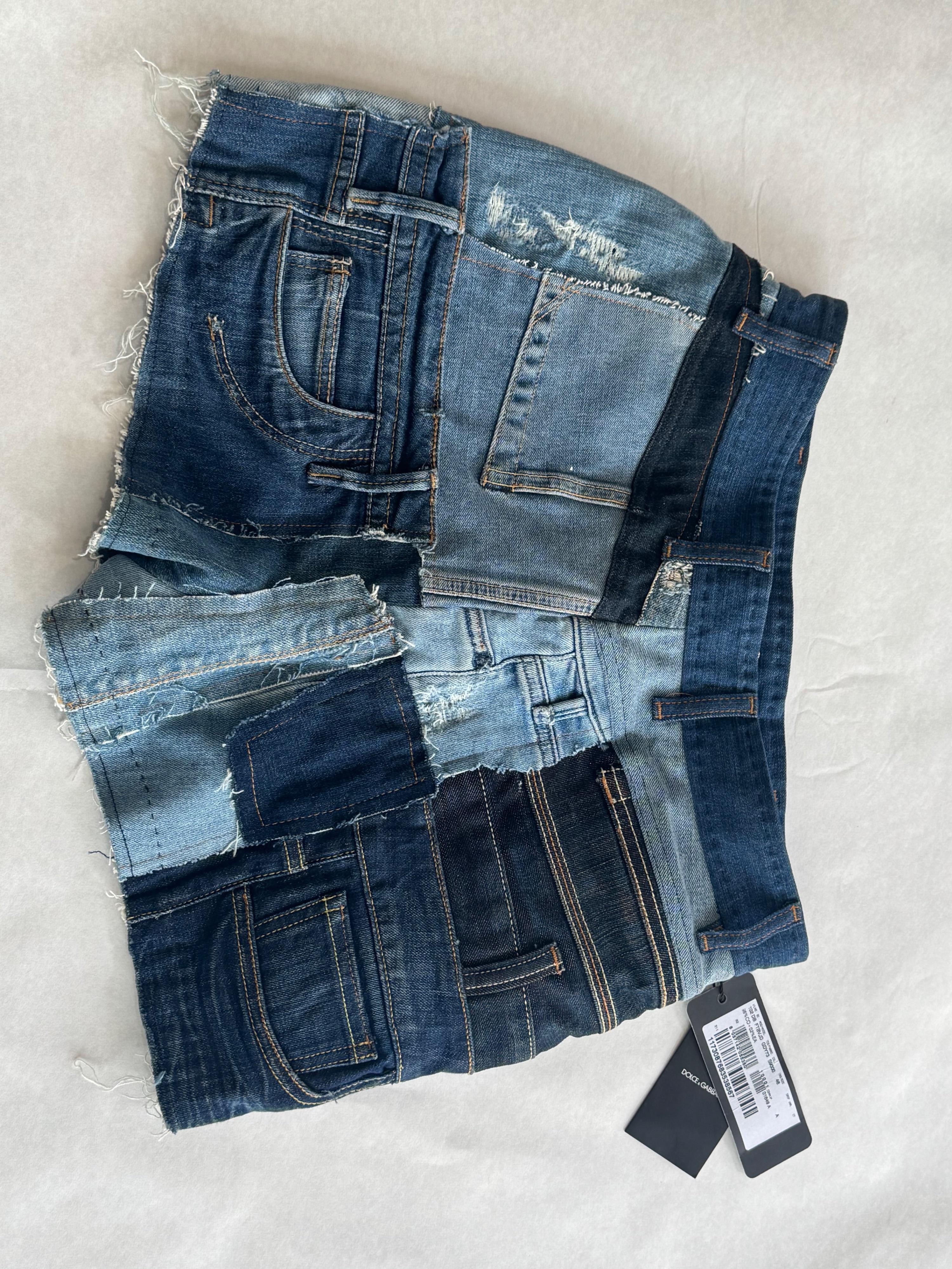 Patchwork Denim Shorts
