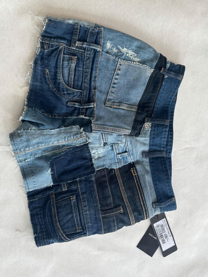 Patchwork Denim Shorts
