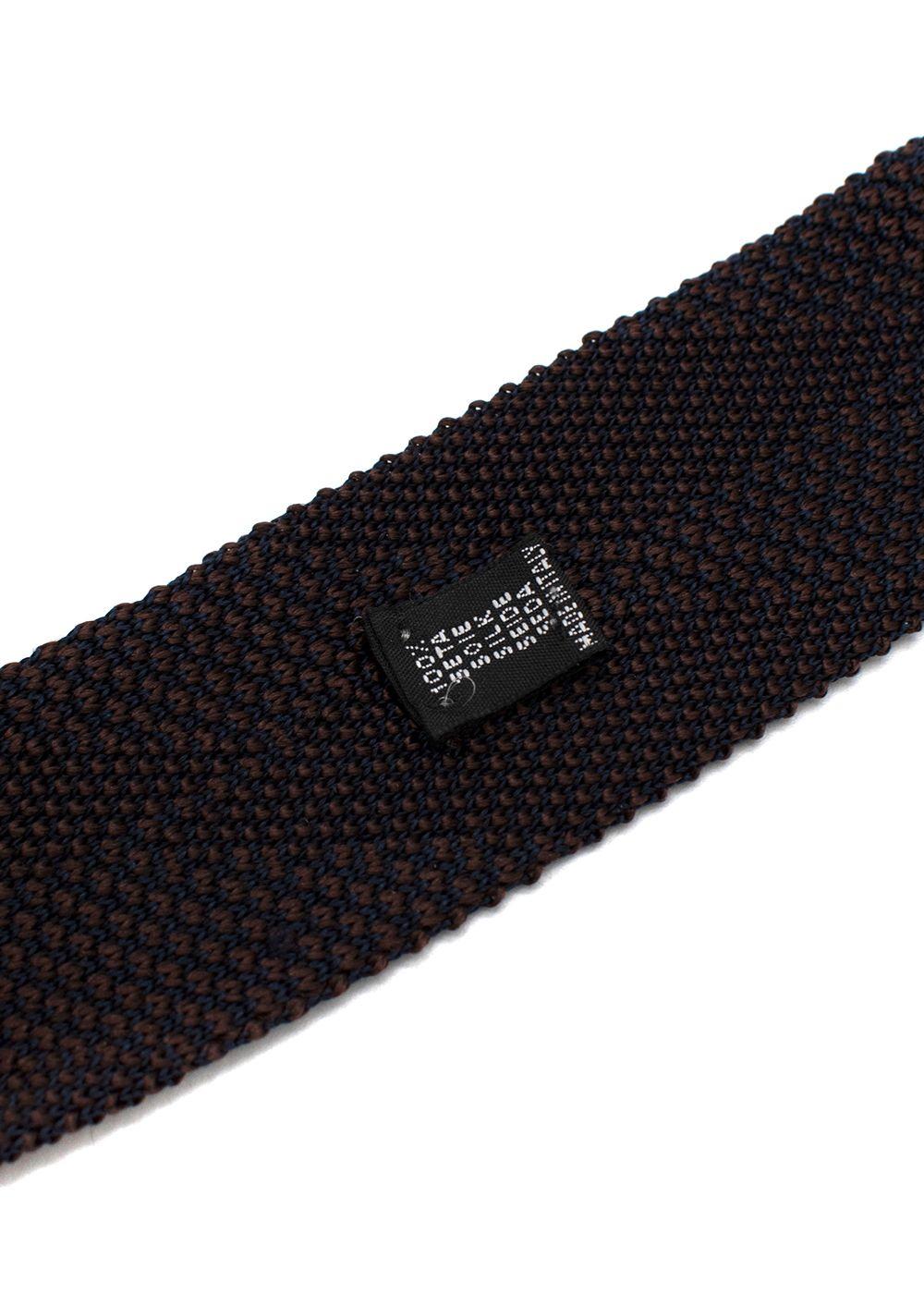 Fiorio Milano Brown Knitted Stripe Square End Tie