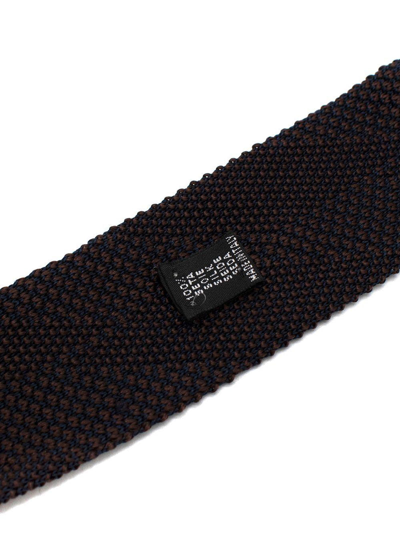 Fiorio Milano Brown Knitted Stripe Square End Tie