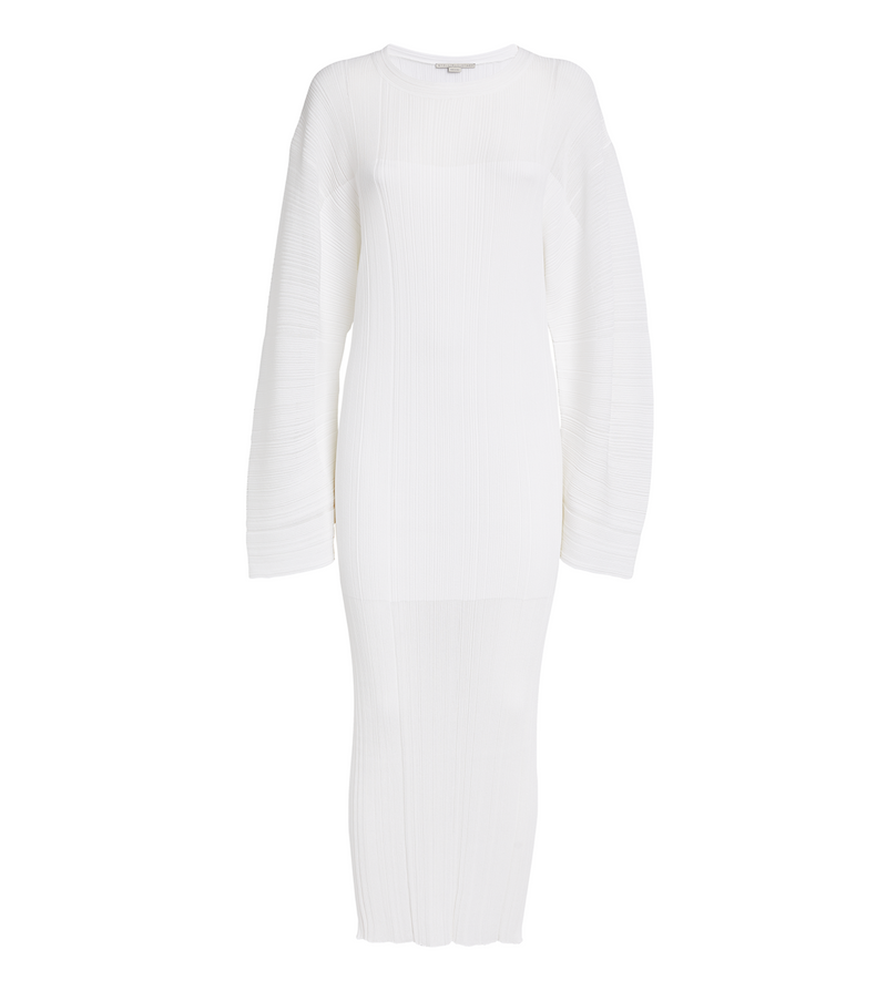 Stella McCartney Plissé Fine-knit Midi Dress