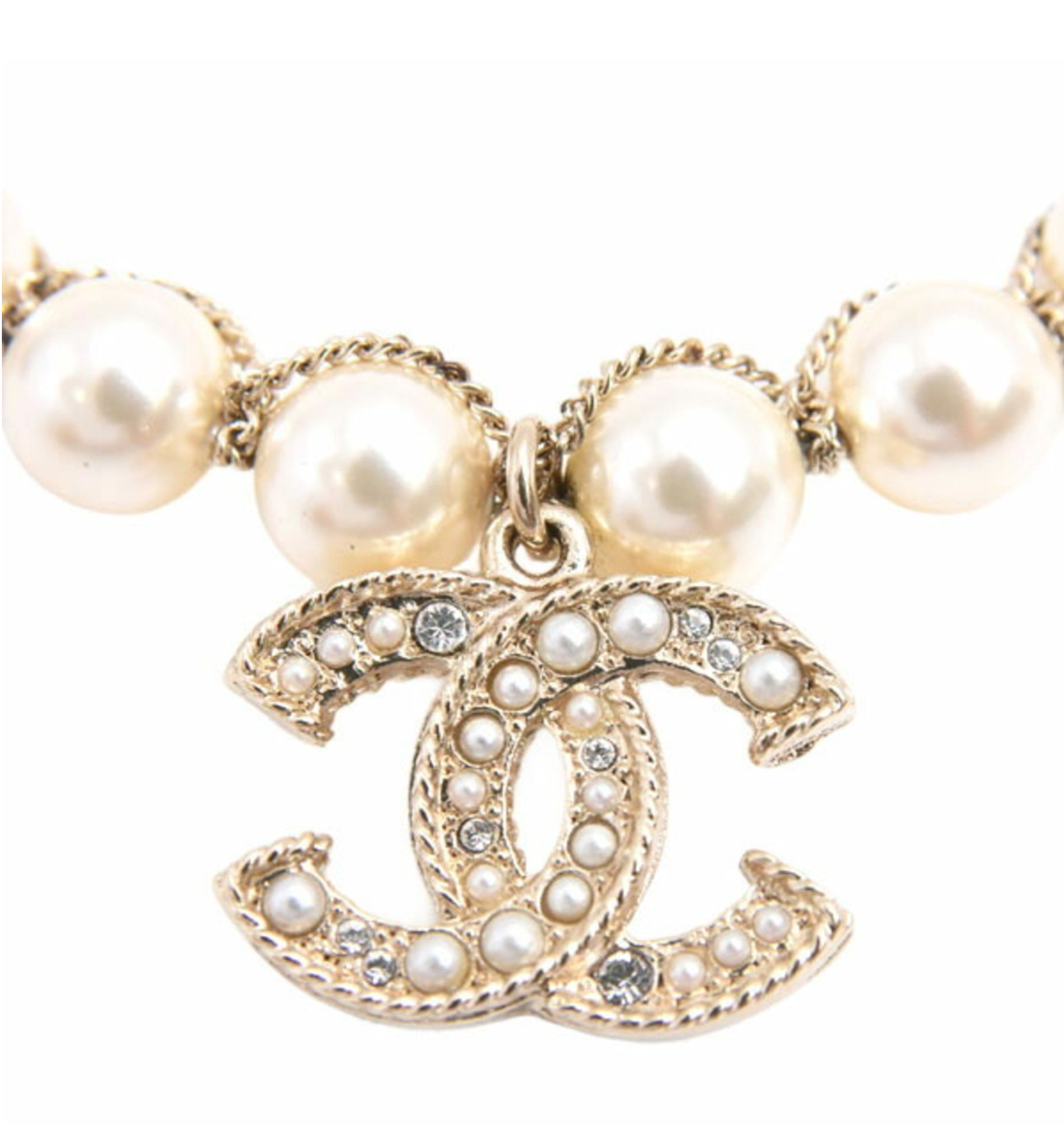 Chanel CC Logo Faux Pearl Bracelet