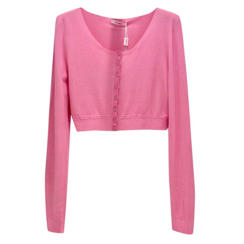 Blumarine Rose Pink Soft Stretch Cropped Cardigan