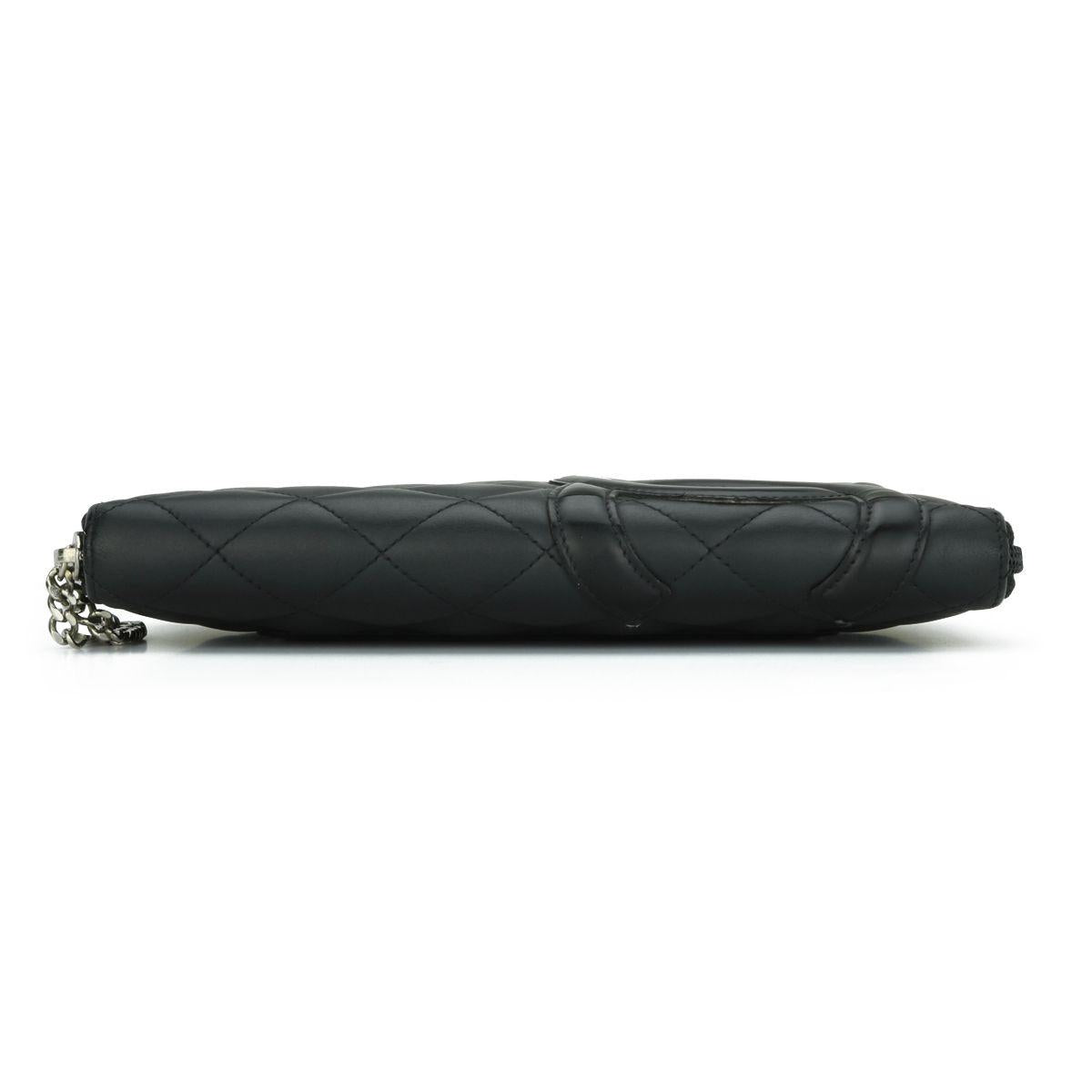 Chanel Black Lambskin Cambon Long Zip Wallet