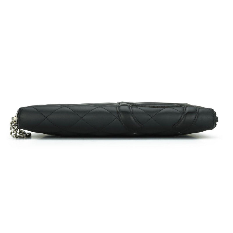 Chanel Black Lambskin Cambon Long Zip Wallet