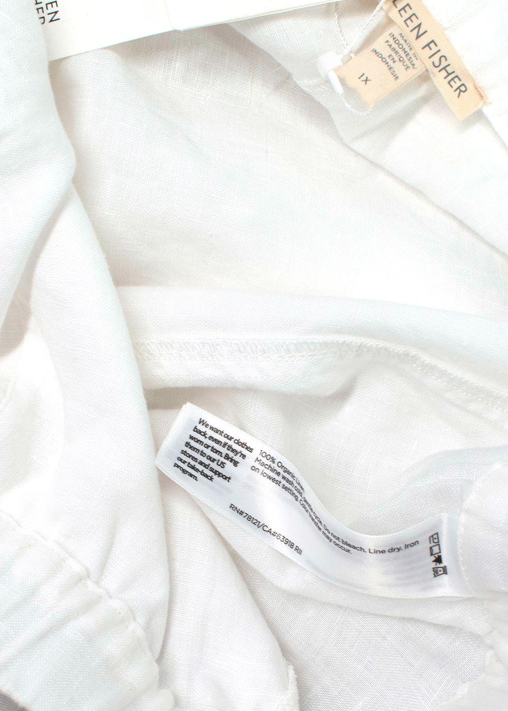 Eileen Fisher White Wide Leg Linen Trousers