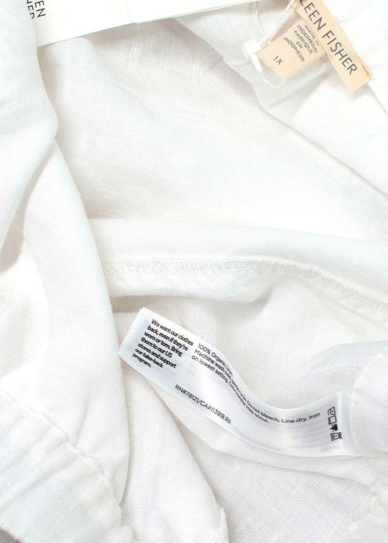 Eileen Fisher White Wide Leg Linen Trousers