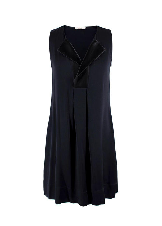Celine Black Silk Contrast-lapel Mini Dress