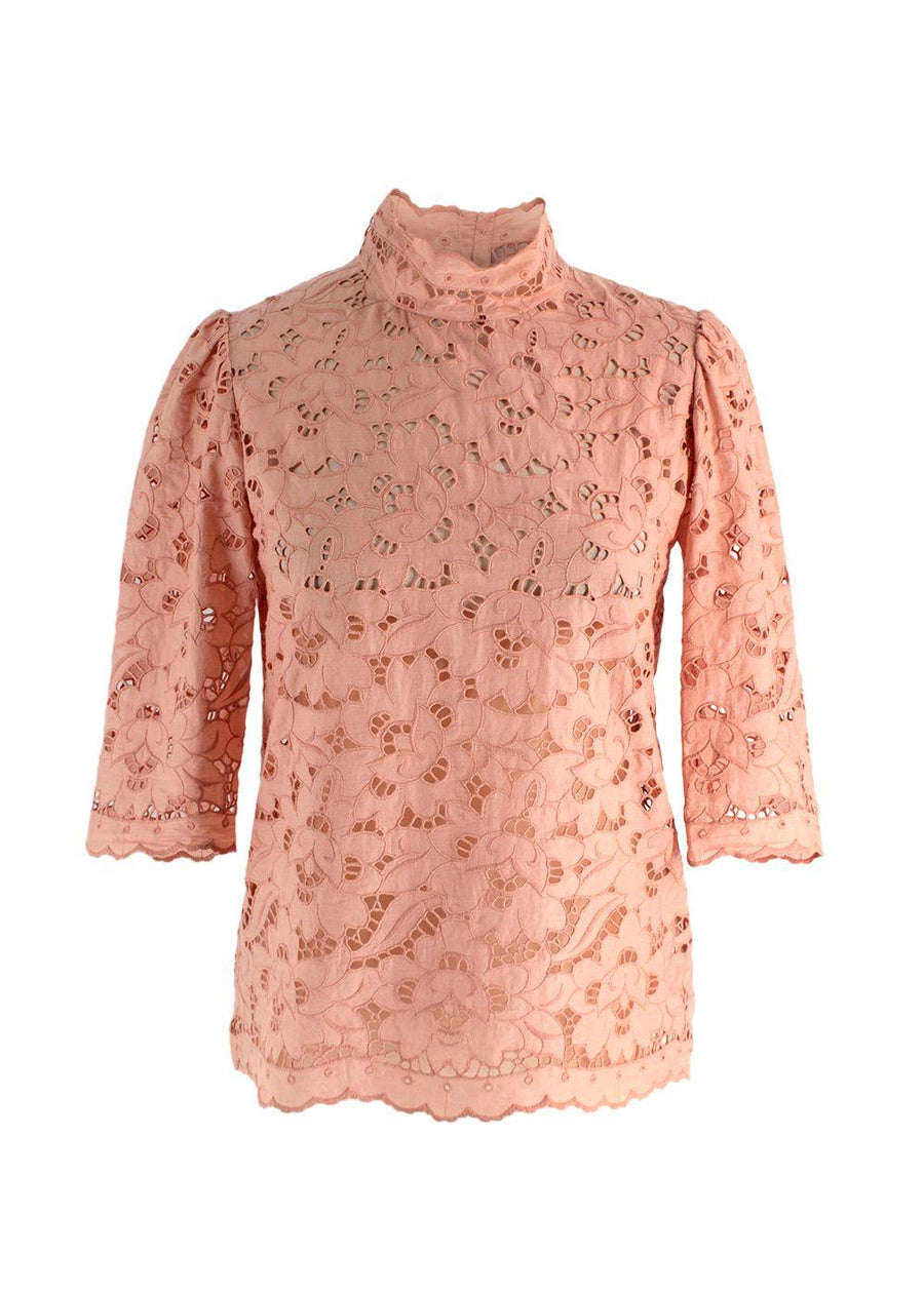 Stella McCartney Salmon Pink Broidere Anglais Blouse