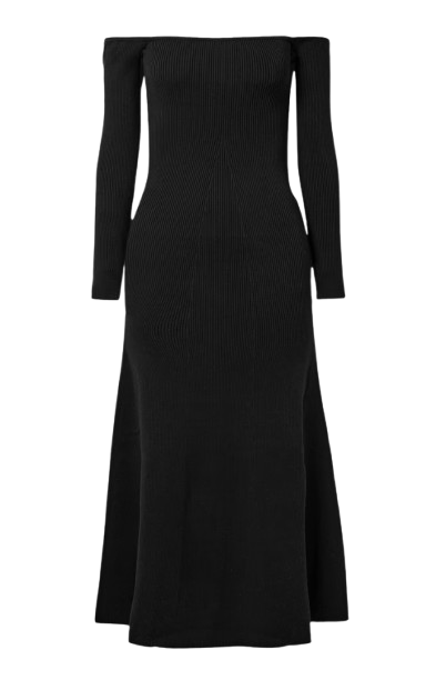 Reformation Black Ribbed Symone Cotton Sweater Dress