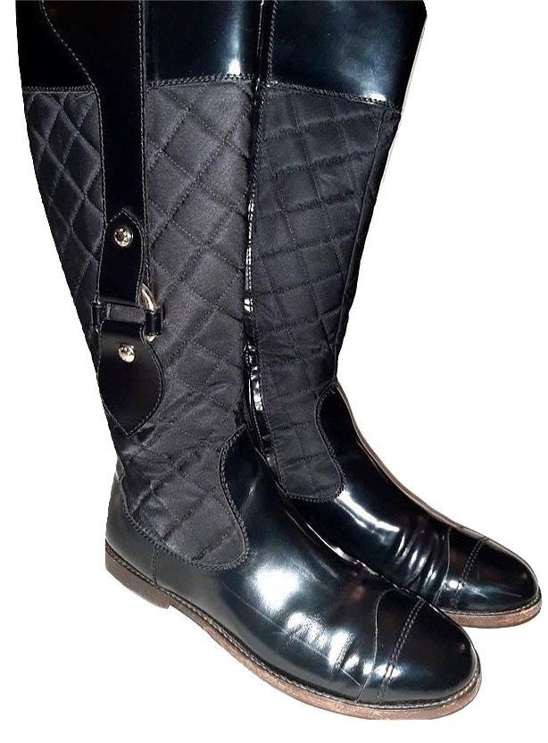 Burberry Black Quilted Leather & Nylon Boots