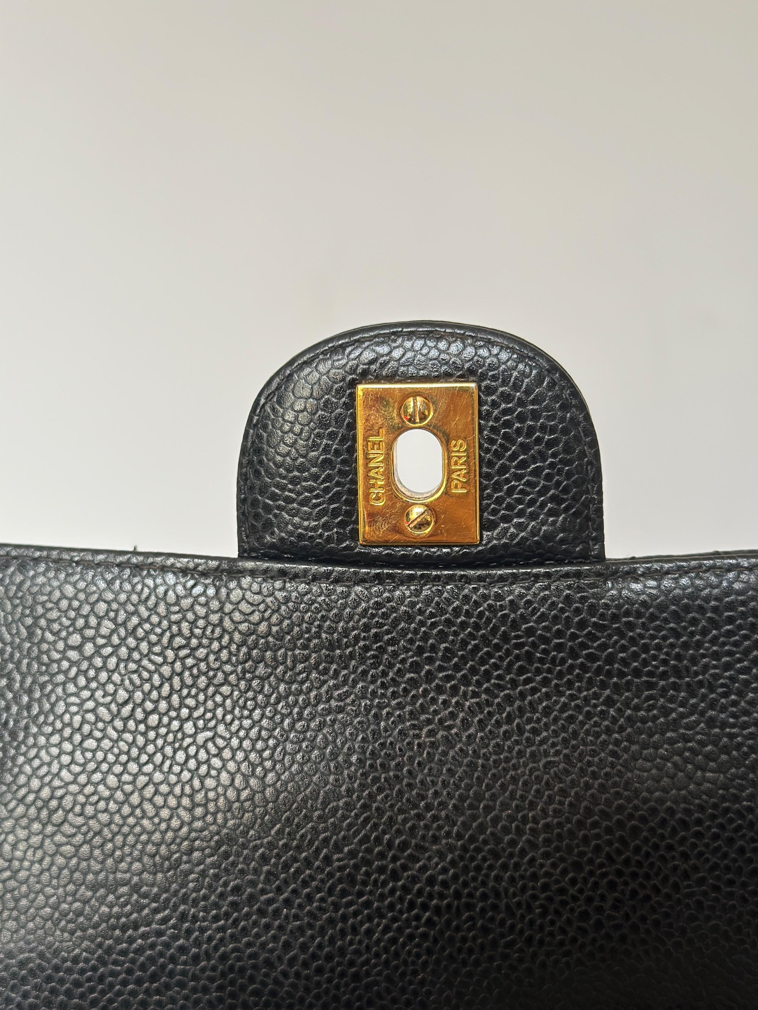 Chanel Black Vintage Caviar Leather Jumbo Flap Bag