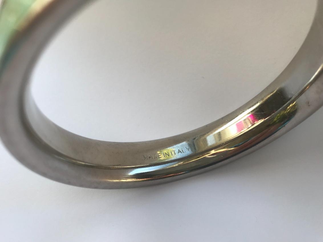 Sergio Rossi Steel & Exotic Leather Bangle