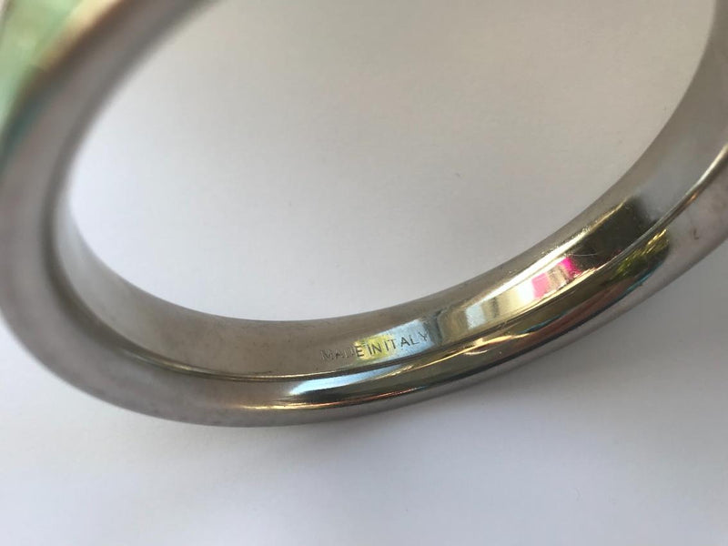 Sergio Rossi Steel & Exotic Leather Bangle