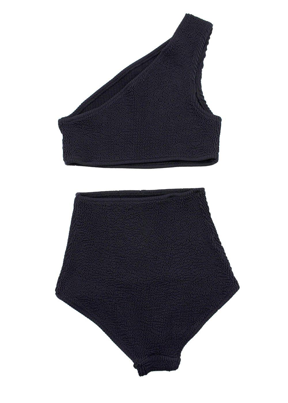 Bottega Veneta Black Smocked Jersey Bikini