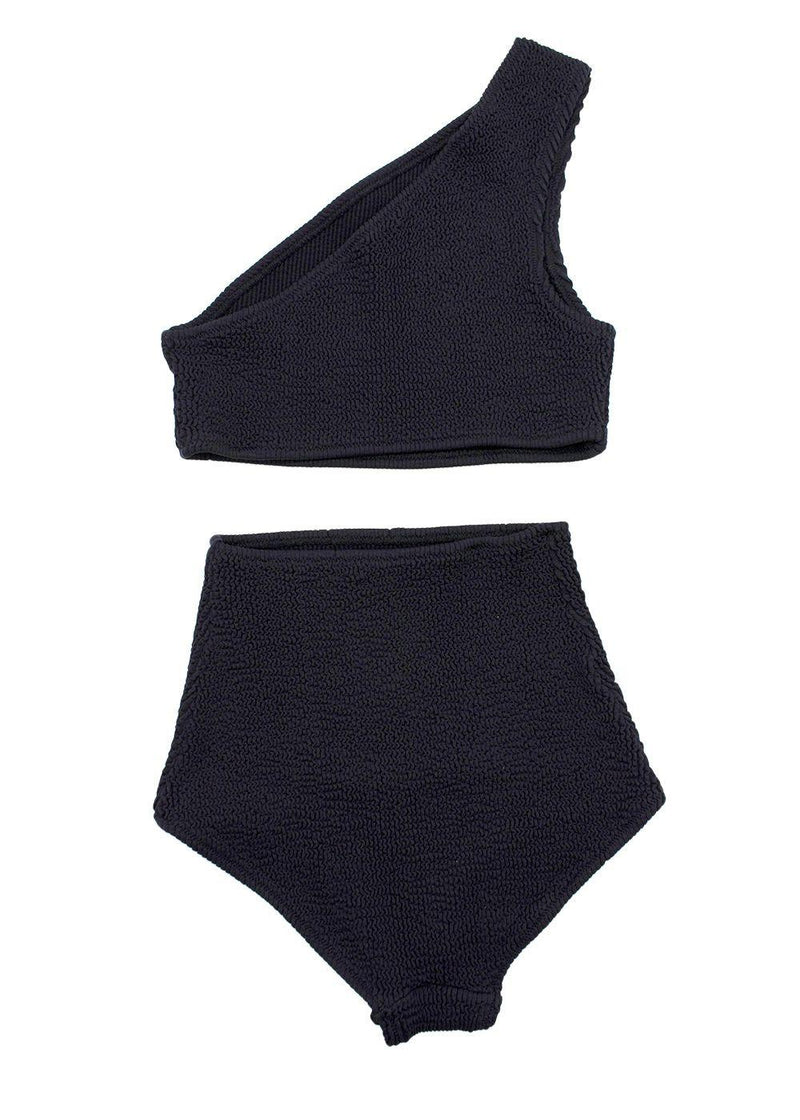 Bottega Veneta Black Smocked Jersey Bikini