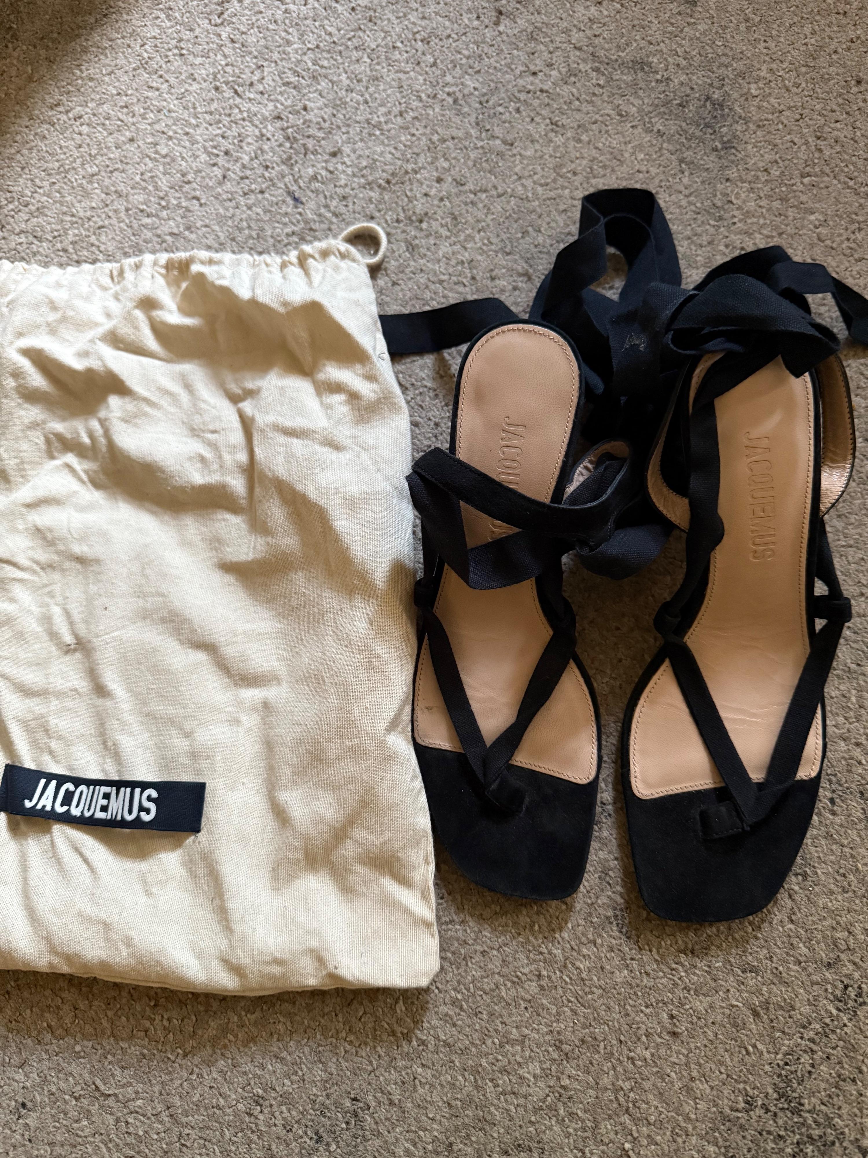 Black Suede Sandals With Ornate Heels