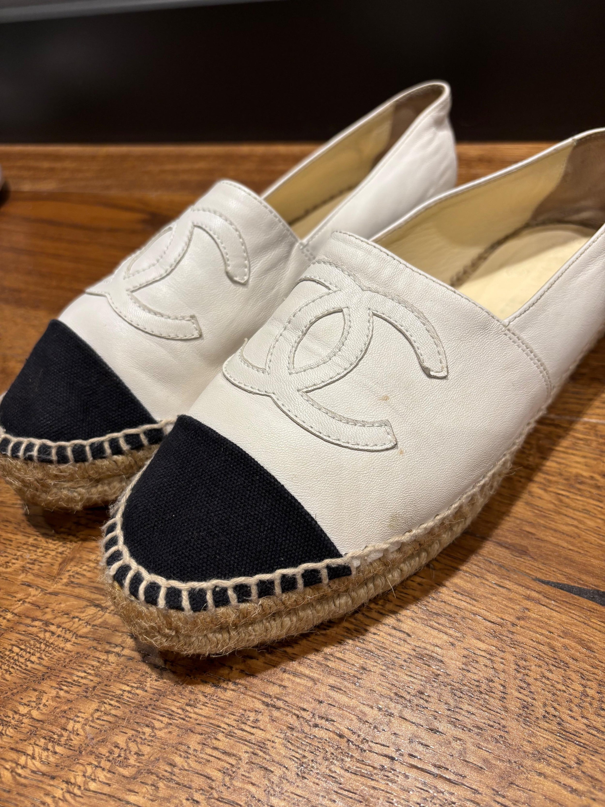 Chanel Black And White Espadrilles
