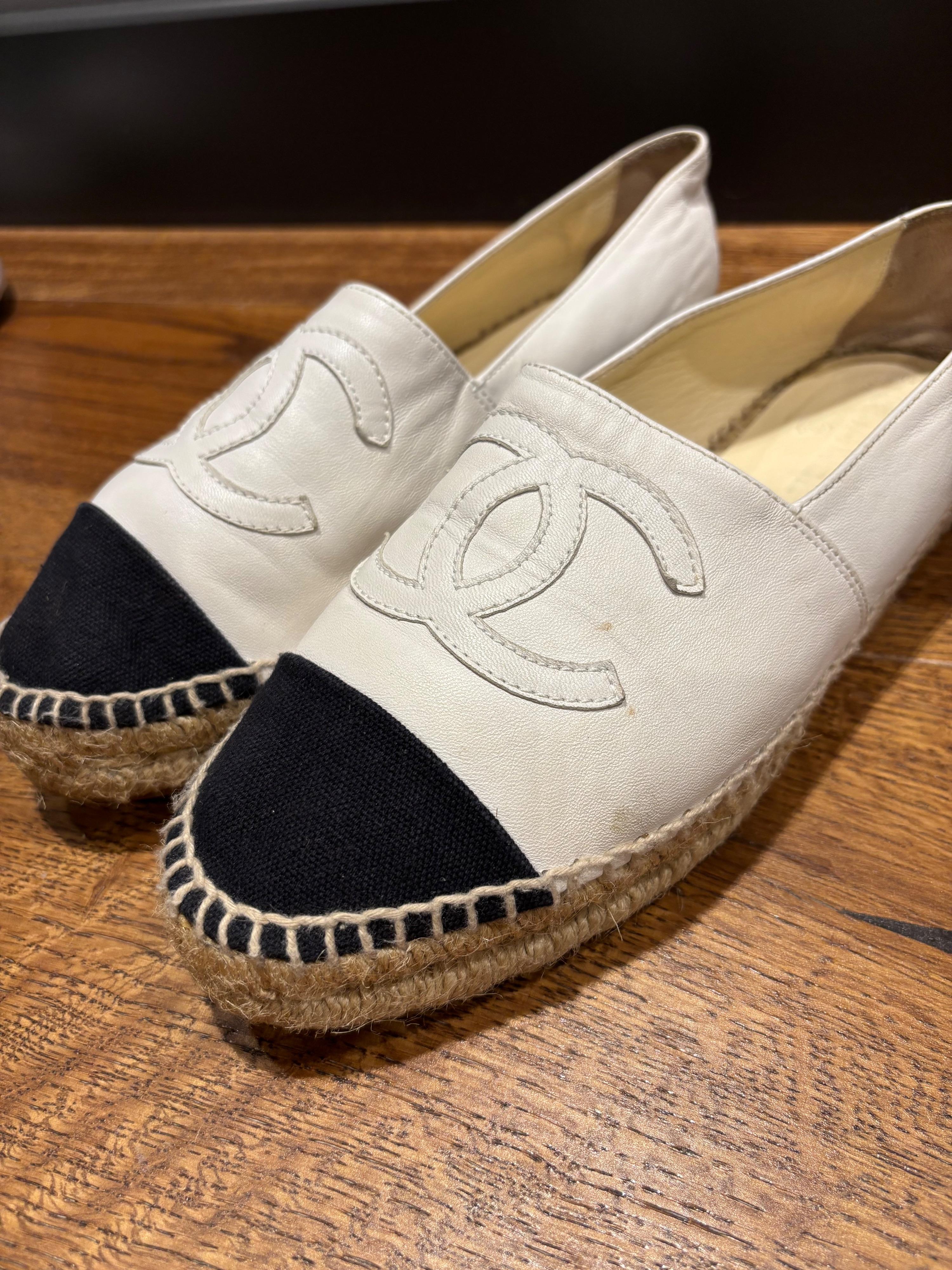 Chanel Black And White Espadrilles