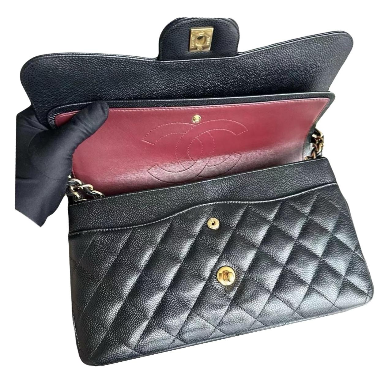 Chanel Black Caviar Leather Jumbo Double Flap Bag