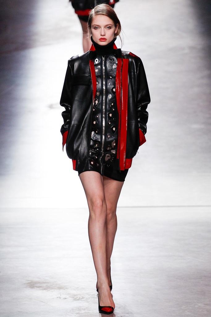 Leather Teddy Jacket With Contrast Trim