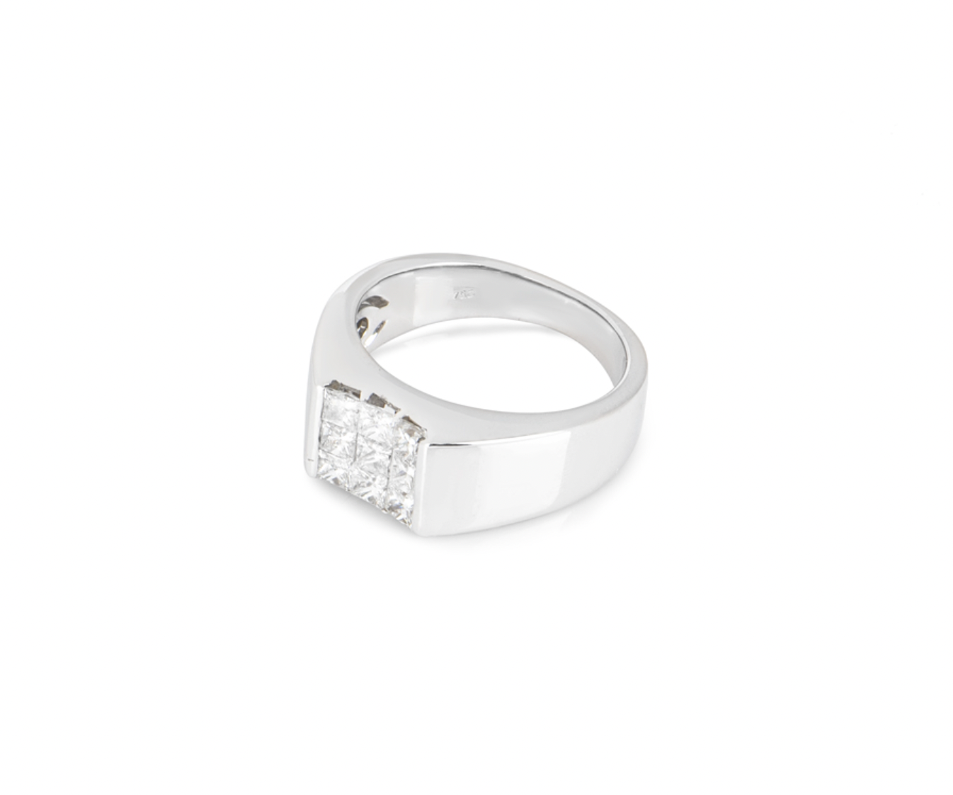 0.7ct Princess Cut Diamond Signet Ring - Size 55