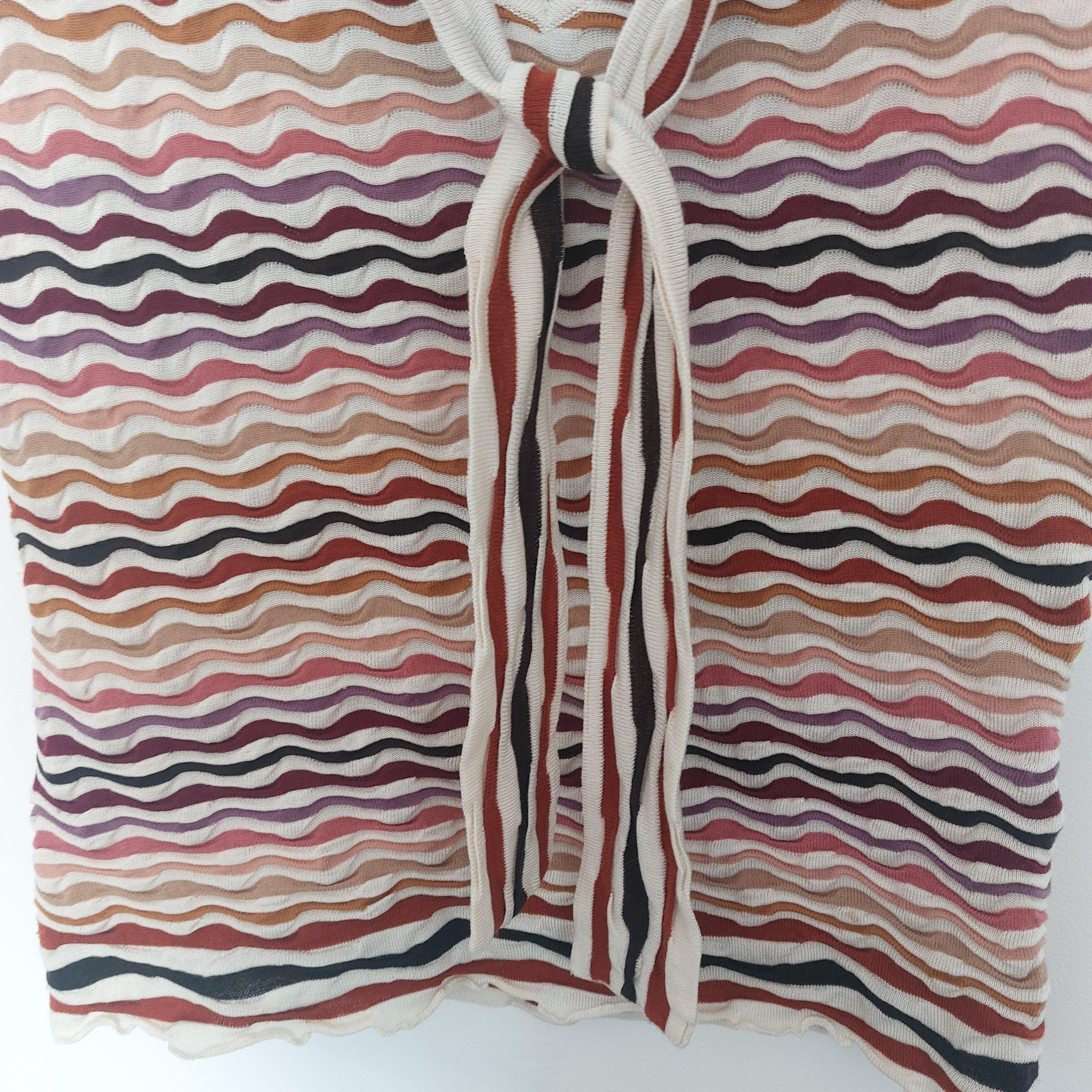 Multicoloured Abstract Knit Tie Blouse