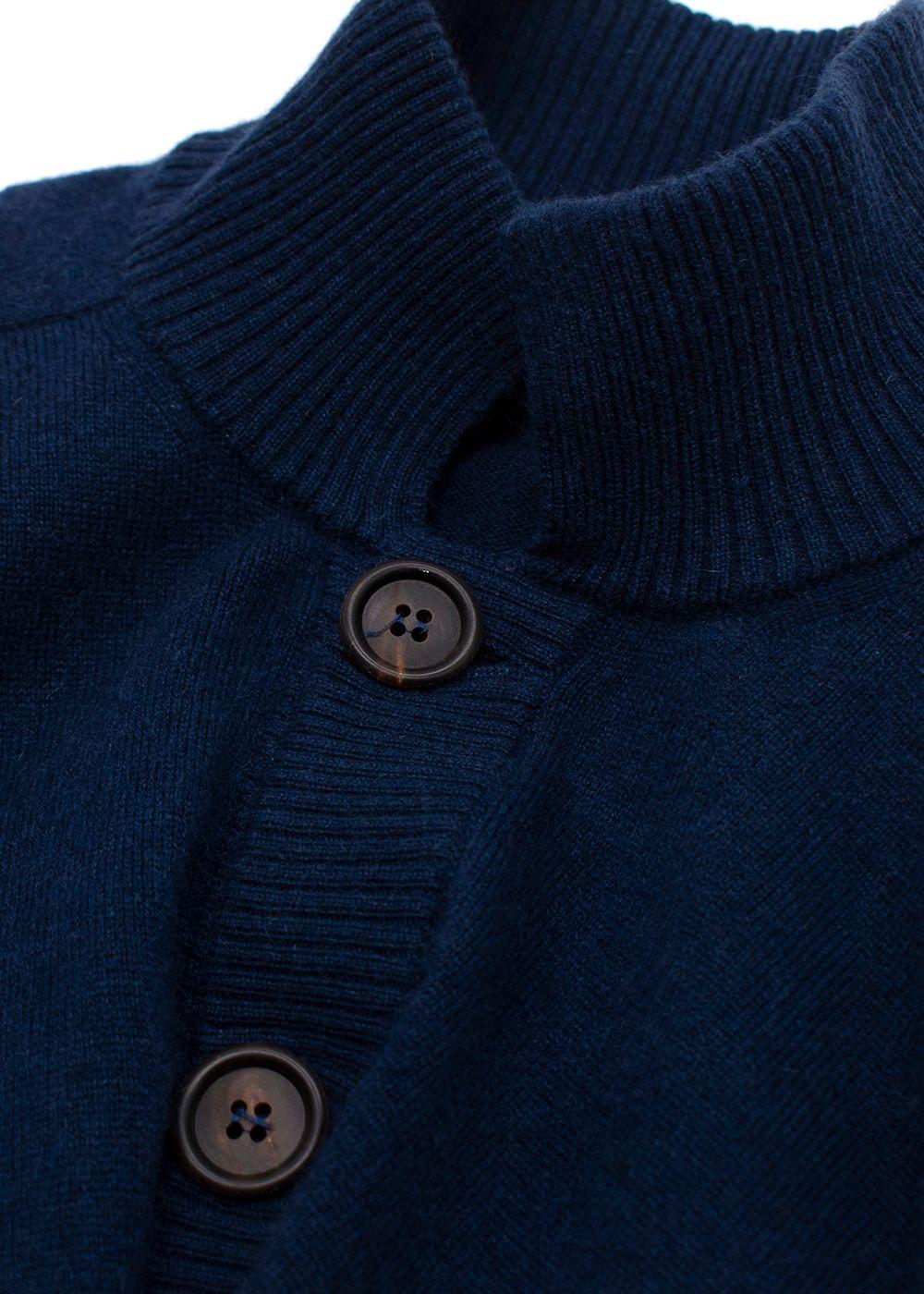 Brunello Cucinelli Royal Blue High-Neck Cashmere Cardigan