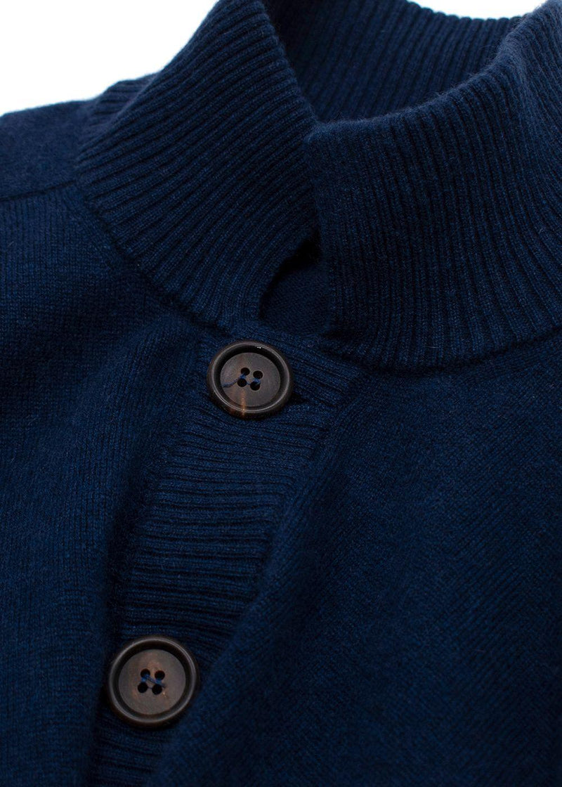 Brunello Cucinelli Royal Blue High-Neck Cashmere Cardigan