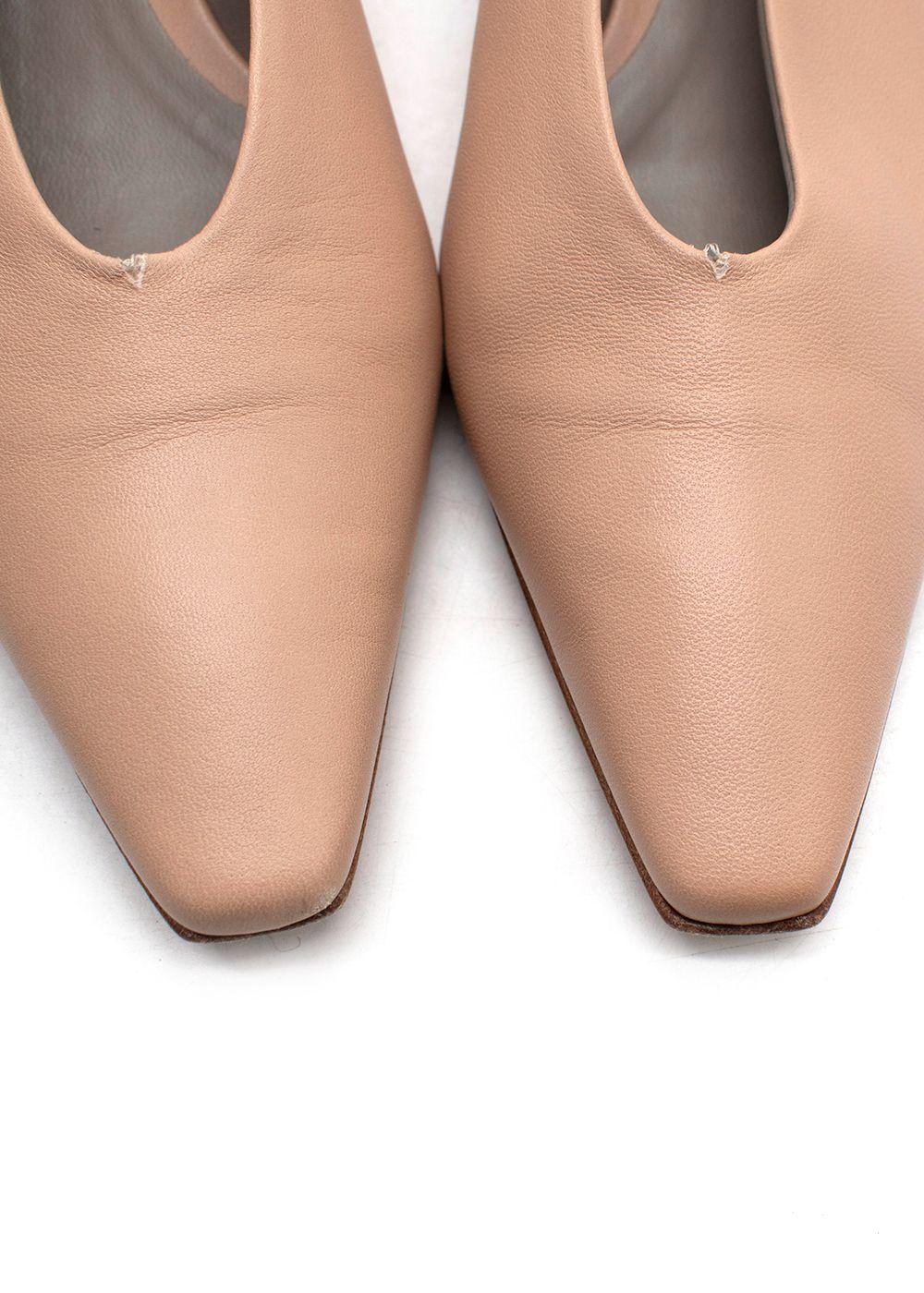 Bottega Veneta Nude Leather Almond Flat Pumps