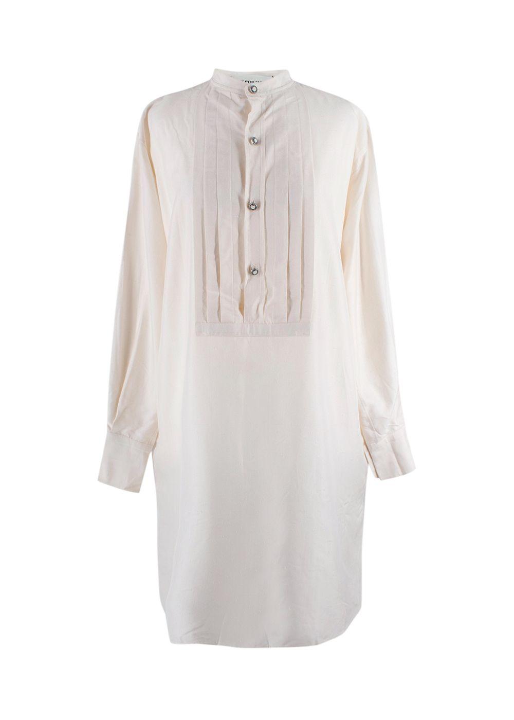 Etro Cream Pleated Detail Silk Tunic