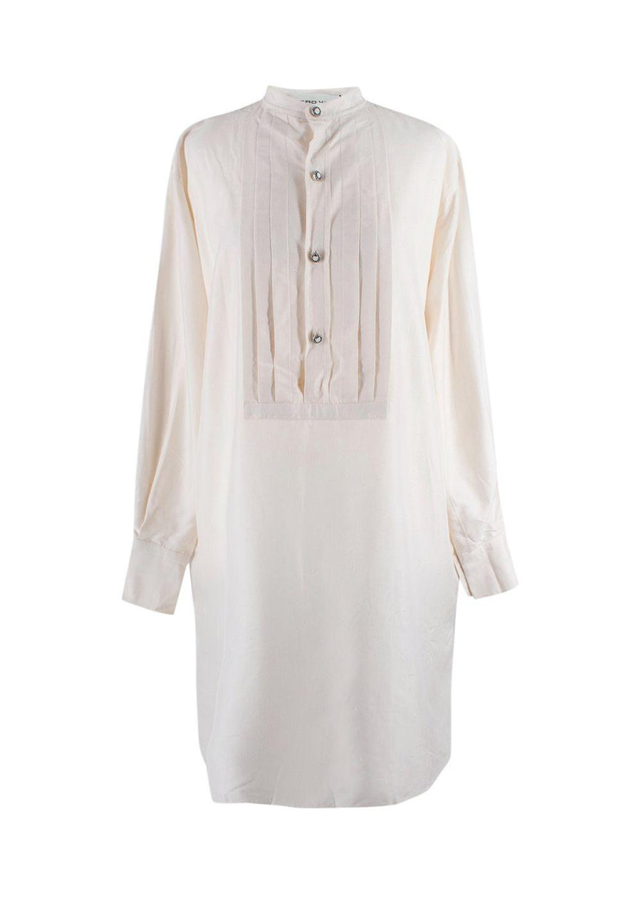 Etro Cream Pleated Detail Silk Tunic