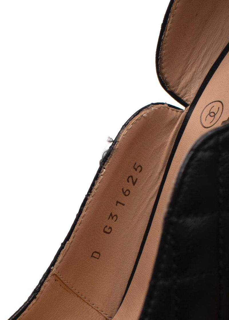 Chanel Black Quilted Leather Round Toe Heels