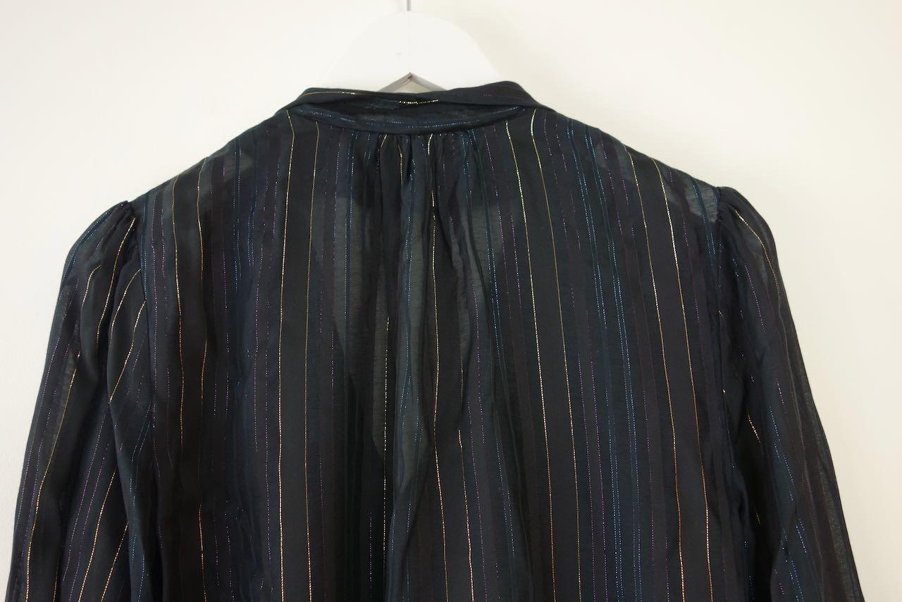 Black Lurex Pussy Bow Blouse