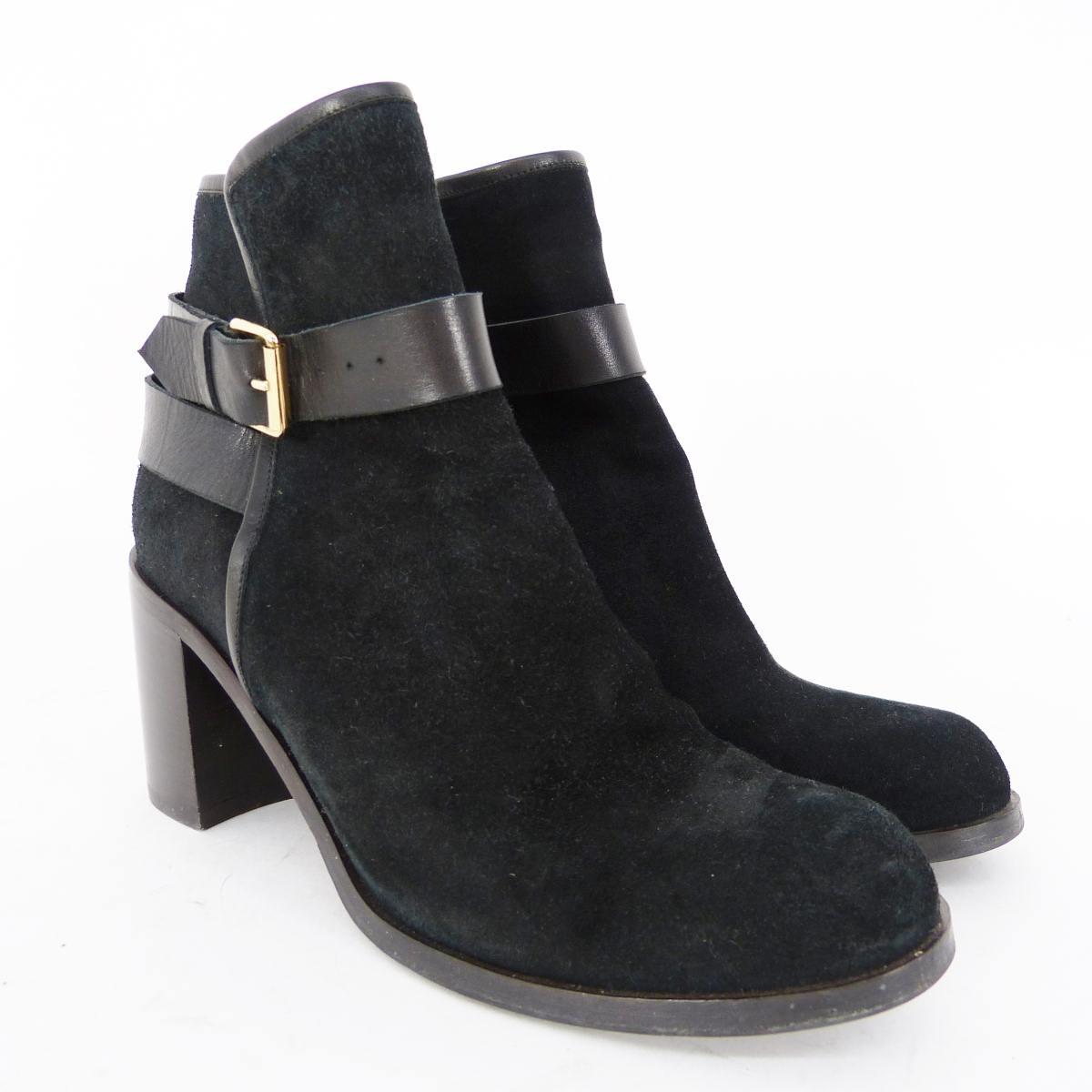 Studio Pollini buckled black suede ankle boots