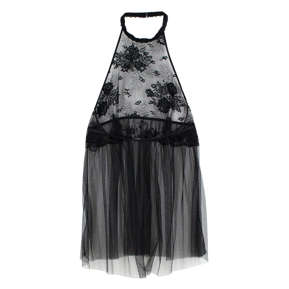 Black Tulle & Lace Sheer Halterneck Camisole
